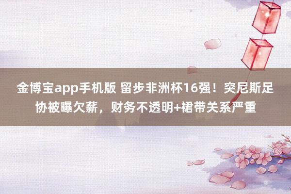 金博宝app手机版 留步非洲杯16强！突尼斯足协被曝欠薪，财务不透明+裙带关系严重