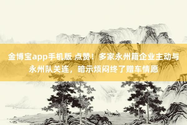 金博宝app手机版 点赞！多家永州籍企业主动与永州队关连，暗示烦闷终了赠车情愿
