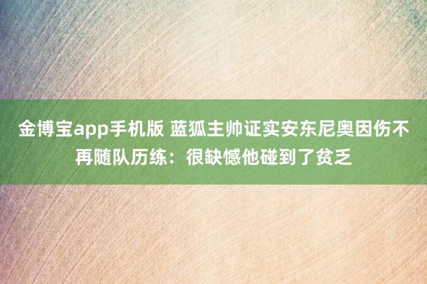 金博宝app手机版 蓝狐主帅证实安东尼奥因伤不再随队历练：很缺憾他碰到了贫乏