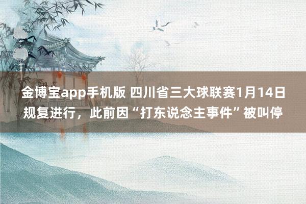金博宝app手机版 四川省三大球联赛1月14日规复进行，此前因“打东说念主事件”被叫停