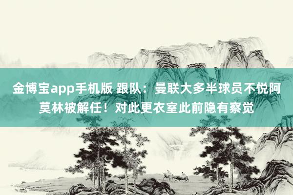 金博宝app手机版 跟队：曼联大多半球员不悦阿莫林被解任！对此更衣室此前隐有察觉