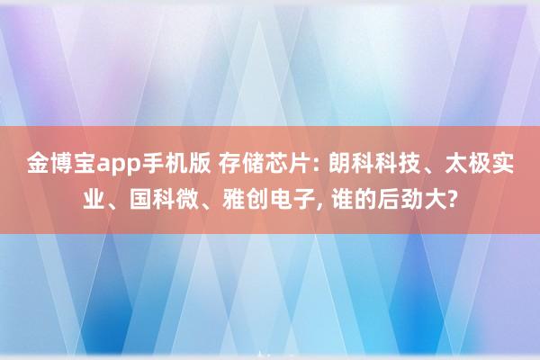 金博宝app手机版 存储芯片: 朗科科技、太极实业、国科微、雅创电子， 谁的后劲大?