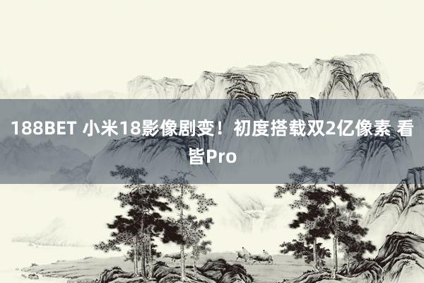 188BET 小米18影像剧变！初度搭载双2亿像素 看皆Pro