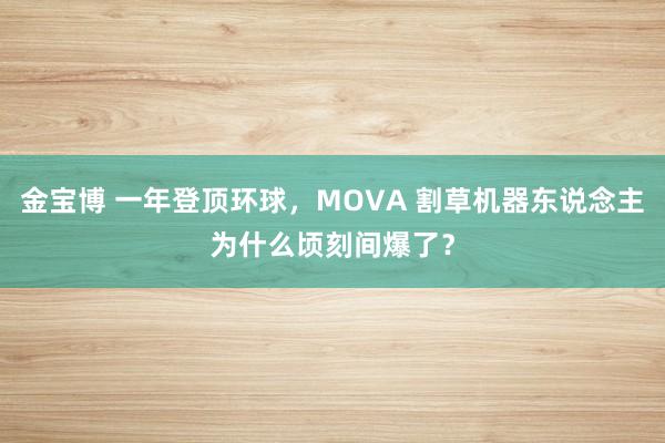 金宝博 一年登顶环球，MOVA 割草机器东说念主为什么顷刻间爆了？