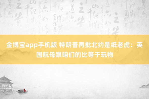 金博宝app手机版 特朗普再批北约是纸老虎：英国航母跟咱们的比等于玩物