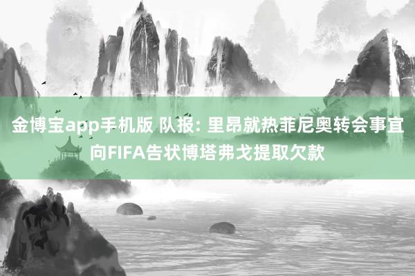 金博宝app手机版 队报: 里昂就热菲尼奥转会事宜向FIFA告状博塔弗戈提取欠款