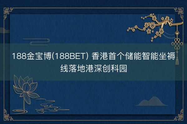 188金宝博(188BET) 香港首个储能智能坐褥线落地港深创科园