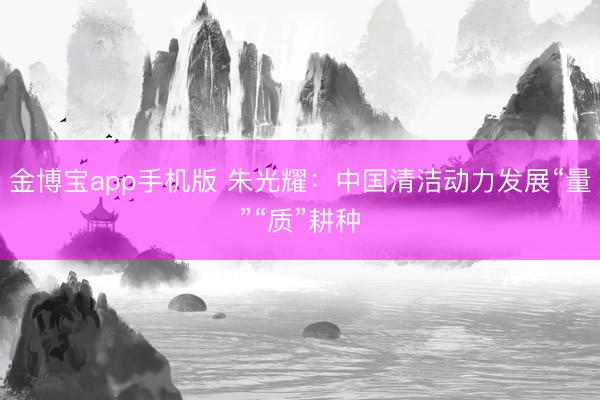 金博宝app手机版 朱光耀：中国清洁动力发展“量”“质”耕种