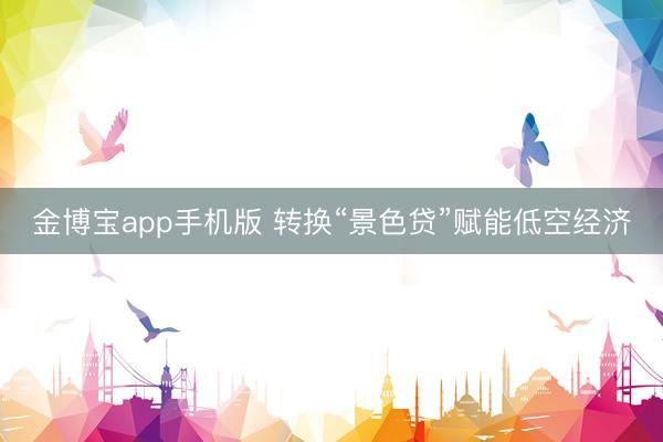 金博宝app手机版 转换“景色贷”赋能低空经济