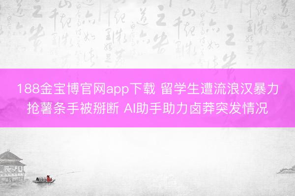 188金宝博官网app下载 留学生遭流浪汉暴力抢薯条手被掰断 AI助手助力卤莽突发情况