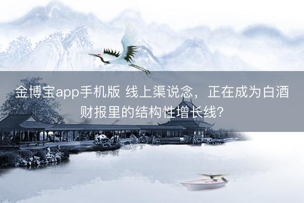 金博宝app手机版 线上渠说念，正在成为白酒财报里的结构性增长线？