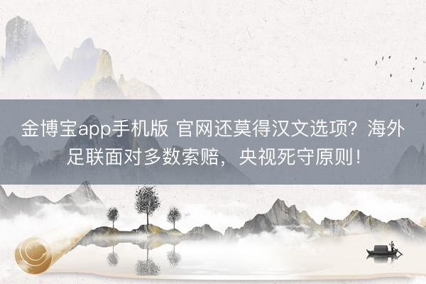 金博宝app手机版 官网还莫得汉文选项？海外足联面对多数索赔，央视死守原则！