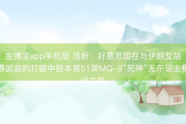 金博宝app手机版 浅析：好意思国在与伊朗及胡赛武装的打破中赔本第51架MQ-9“死神”无东谈主机