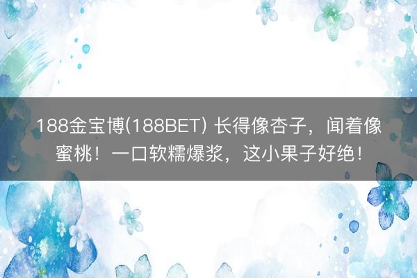 188金宝博(188BET) 长得像杏子，闻着像蜜桃！一口软糯爆浆，这小果子好绝！