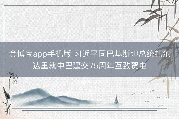 金博宝app手机版 习近平同巴基斯坦总统扎尔达里就中巴建交75周年互致贺电