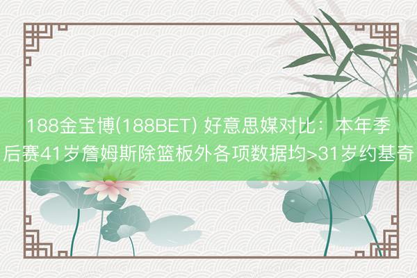 188金宝博(188BET) 好意思媒对比：本年季后赛41岁詹姆斯除篮板外各项数据均>31岁约基奇