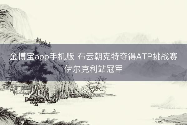 金博宝app手机版 布云朝克特夺得ATP挑战赛伊尔克利站冠军