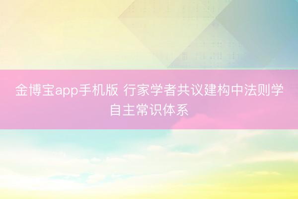 金博宝app手机版 行家学者共议建构中法则学自主常识体系