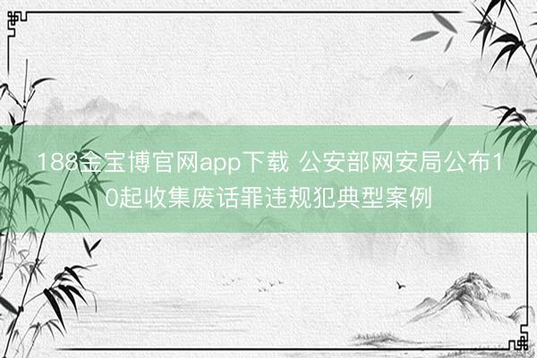 188金宝博官网app下载 公安部网安局公布10起收集废话罪违规犯典型案例