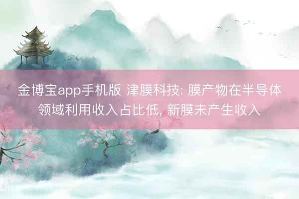 金博宝app手机版 津膜科技: 膜产物在半导体领域利用收入占比低， 新膜未产生收入