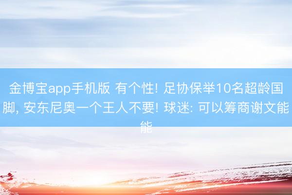 金博宝app手机版 有个性! 足协保举10名超龄国脚， 安东尼奥一个王人不要! 球迷: 可以筹商谢文能